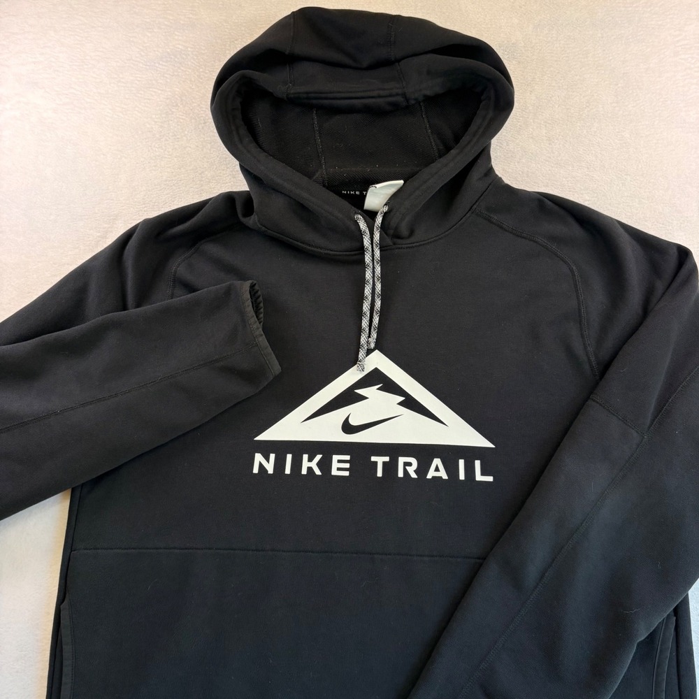 Nike Trail Dri-FIT Mens Hoodie Black Graphic Sweatshirt DV9324-010 Size L